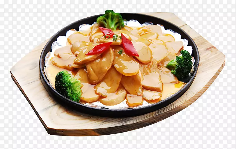泰班烧泰国菜烧烤素菜白灵花椰菜配铁板薯片