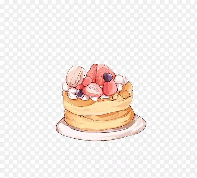 草莓奶油蛋糕牛奶玉米饼-可爱的草莓蛋糕