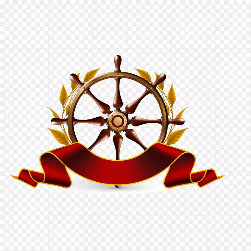 船舶车轮插图.手绘航海方向盘