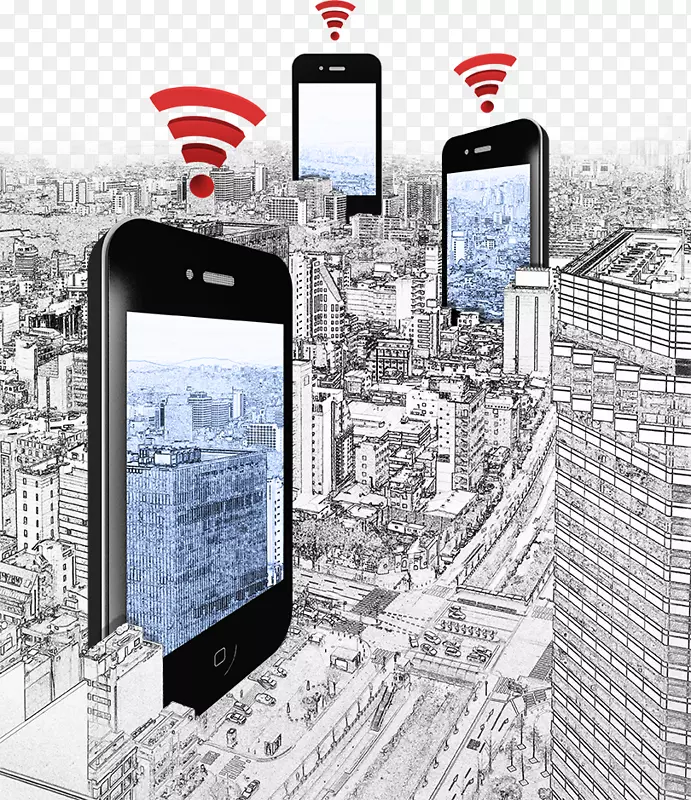 智能手机下载信息图标-智能手机和城市建设