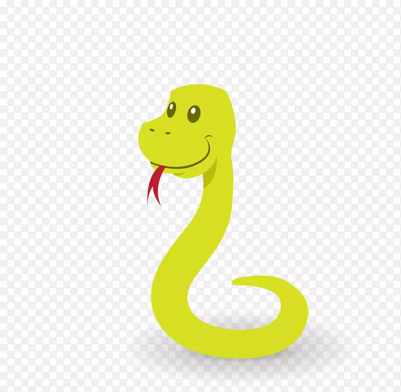 蛇卡通插图-绿色舌头可爱的卡通蛇