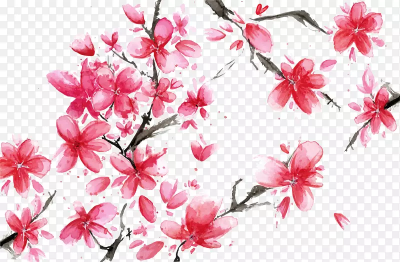 纸樱花笔记本-水彩手绘浪漫樱花