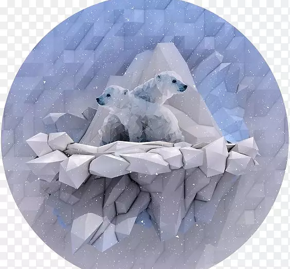 低聚三维计算机图形插图.北极熊插图