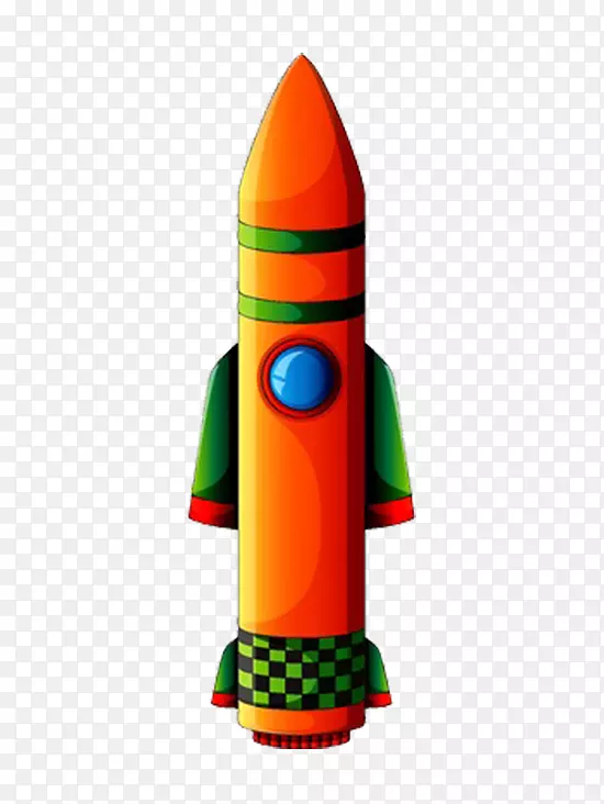 火箭发射图-橙色卡通火箭