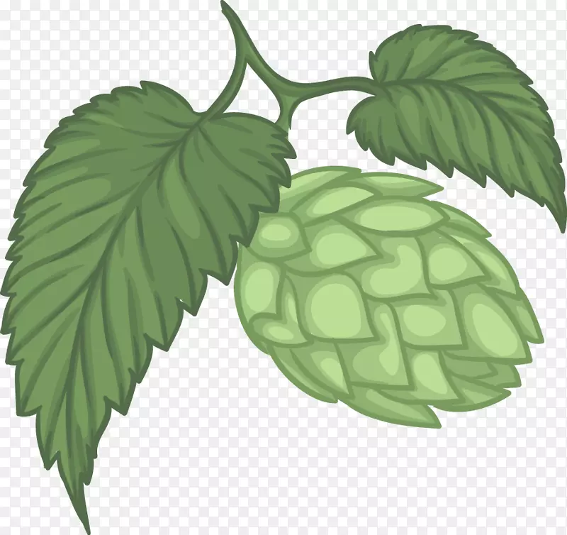 啤酒节-水果-绿色装饰植物元素啤酒节