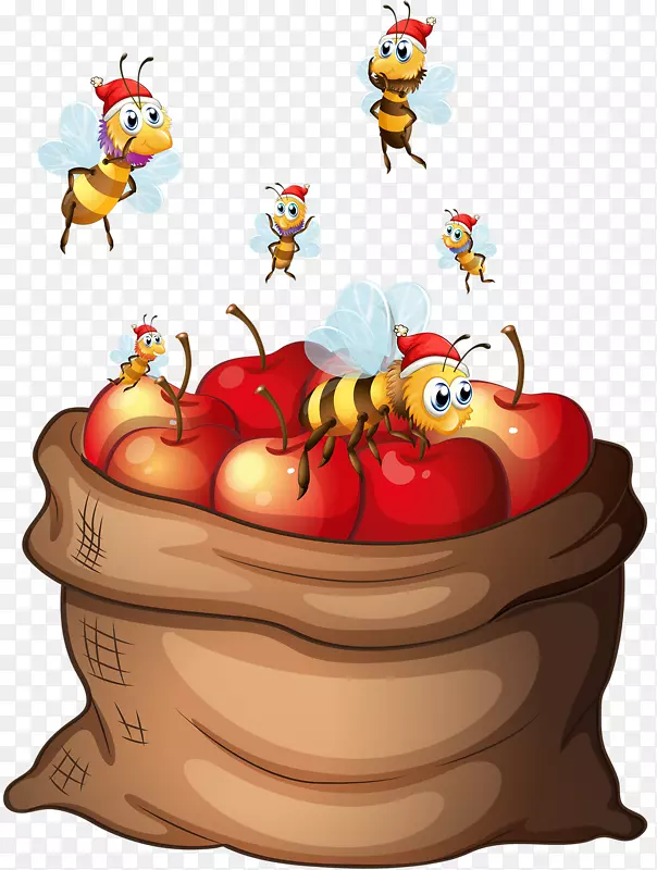 果汁苹果摄影剪贴画-苹果和蜜蜂
