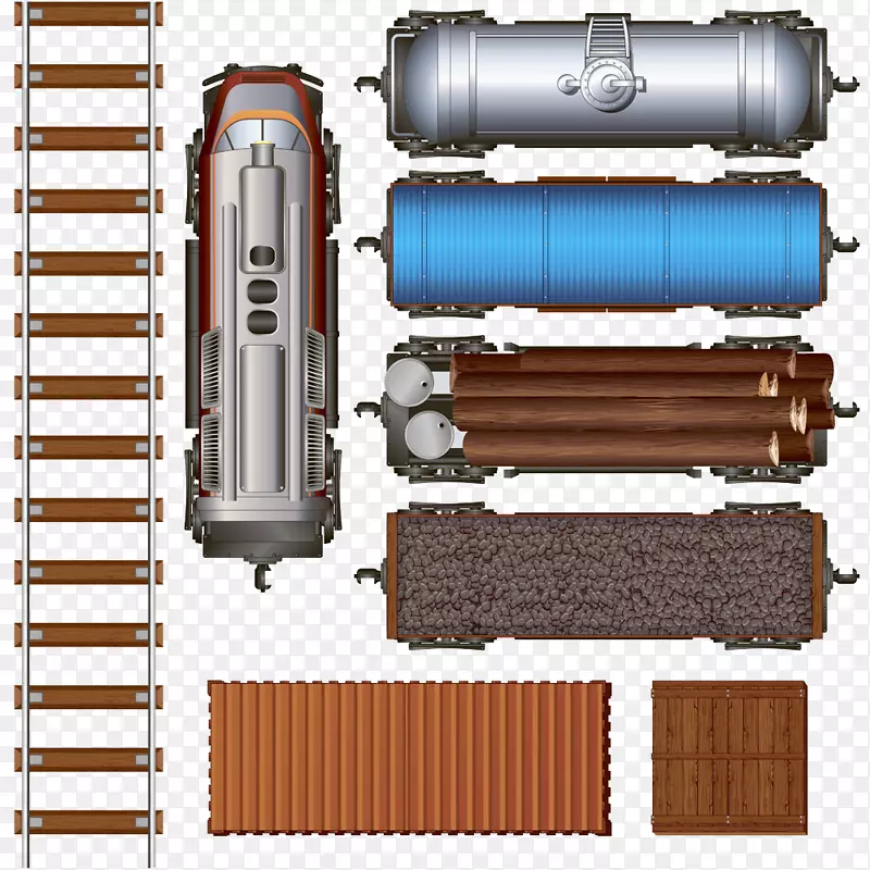 铁路运输列车轨道铁道机车手绘卡通货车轨道