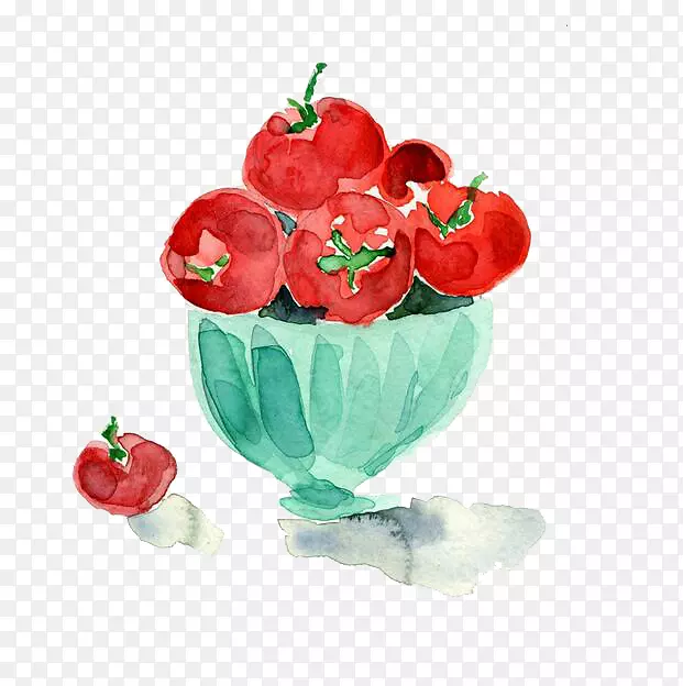 水彩画番茄插图-番茄