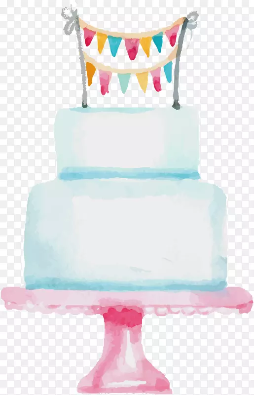 婚礼蛋糕生日蛋糕装饰.水彩画蛋糕设计
