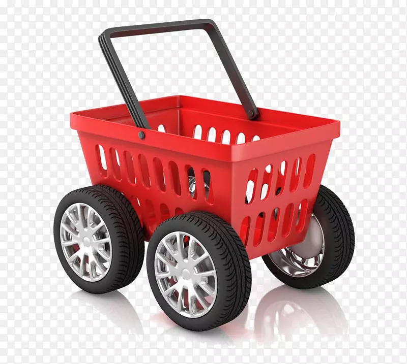 购物车插图车轮摄影-红色购物车