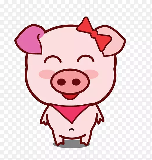 卡通家猪剪贴画手绘微笑猪轮廓
