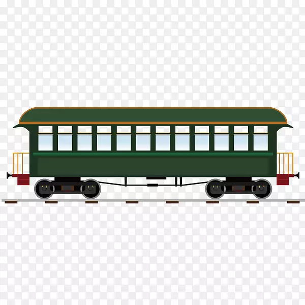 火车轨道运输蒸汽机车图-火车，绿色列车，车厢
