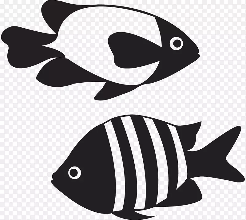锦鲤-黑白鱼杆图