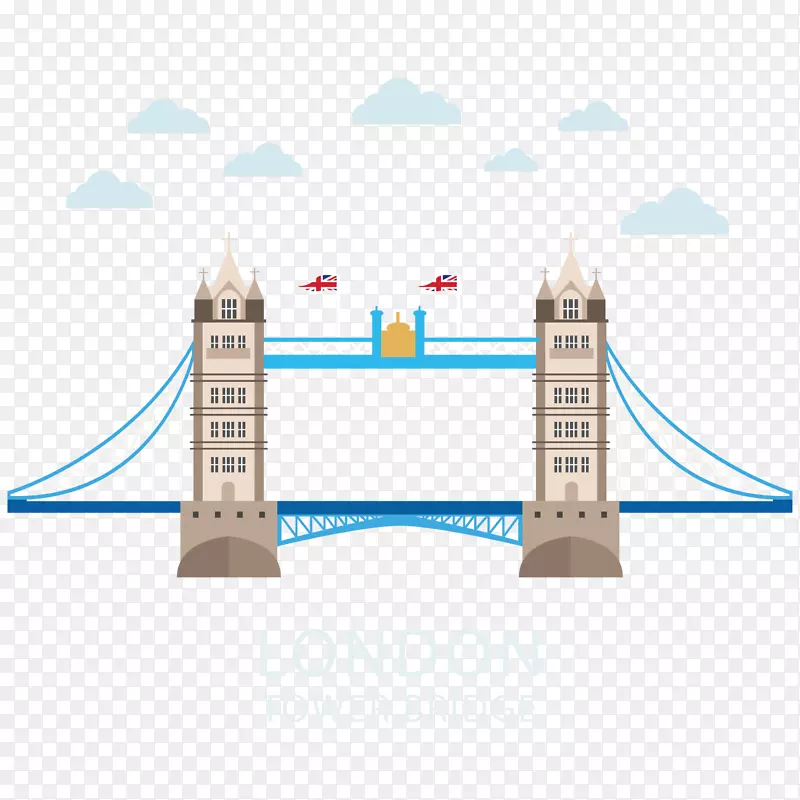 伦敦桥、塔桥、泰晤士河-创意载体材料塔桥