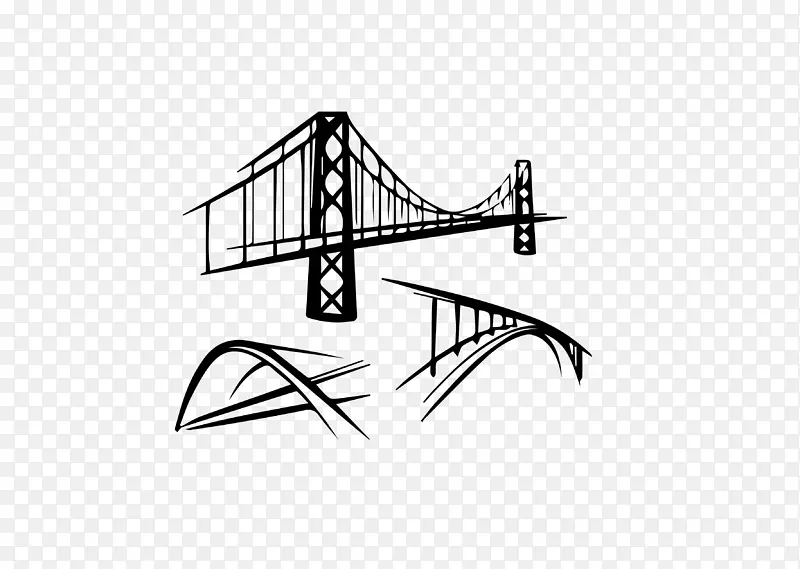 桥梁免版税图解可编辑黑白长江大桥
