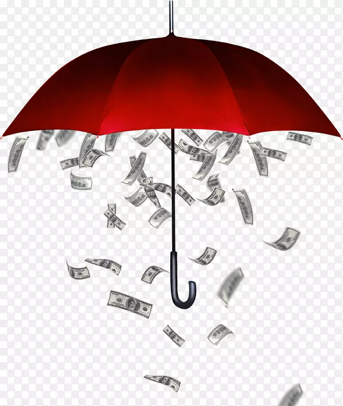 钞票图标-红色雨伞及钞票