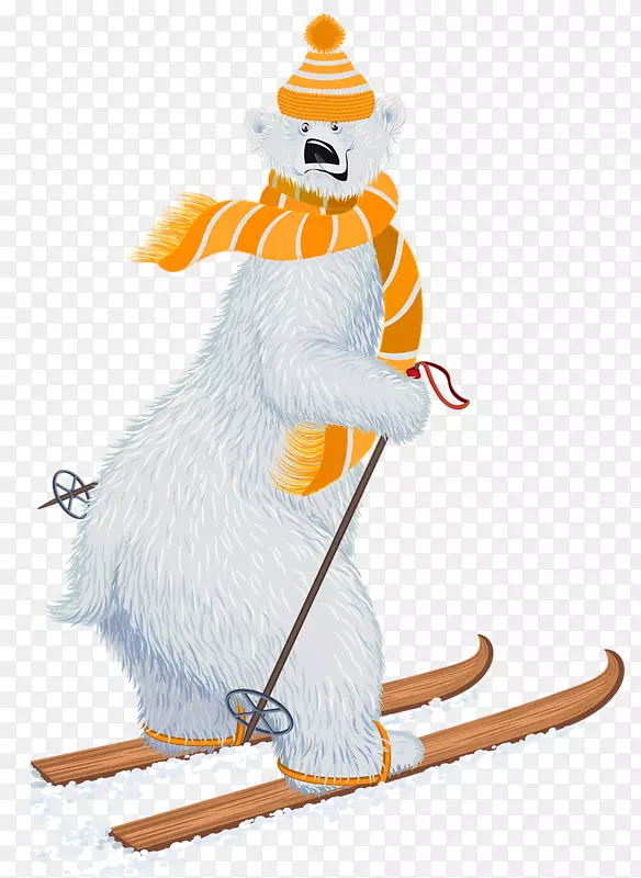 北极熊滑雪-可爱的北极熊