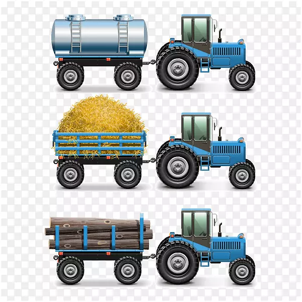 拖拉机农场农业剪贴画-蓝色拖拉机设计材料下载，
