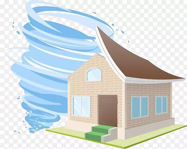 房屋卡通热带气旋剪贴画-龙卷风卷起一座房子