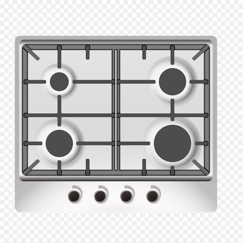 家用电器厨房煤气炉图标-煤气炉黑白图像