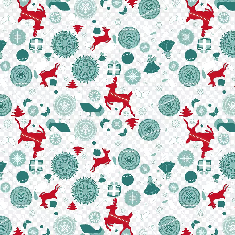 驯鹿圣诞节-圣诞装饰品和驯鹿无缝背景材料
