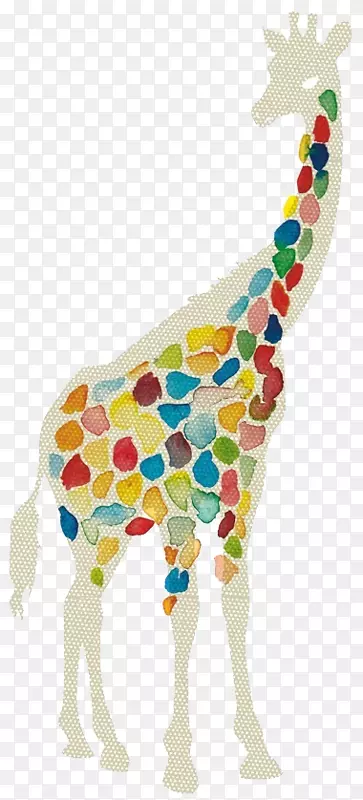 水彩画插图-长颈鹿