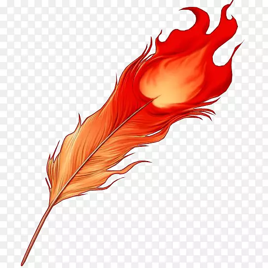 火鸟凤凰羽毛纹身-红色羽毛