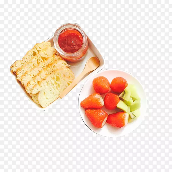 烤面包丰盛早餐果酱三明治草莓黄瓜吐司