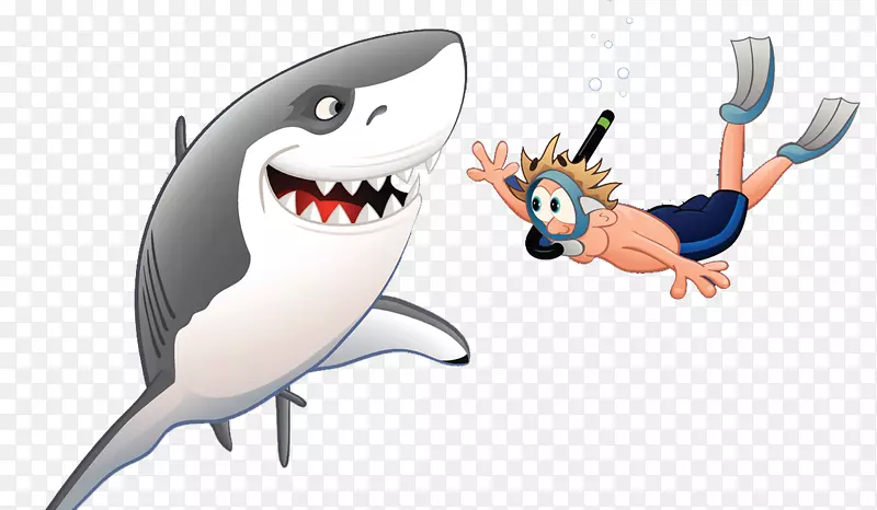 鲨鱼卡通插图-鲨鱼卡通