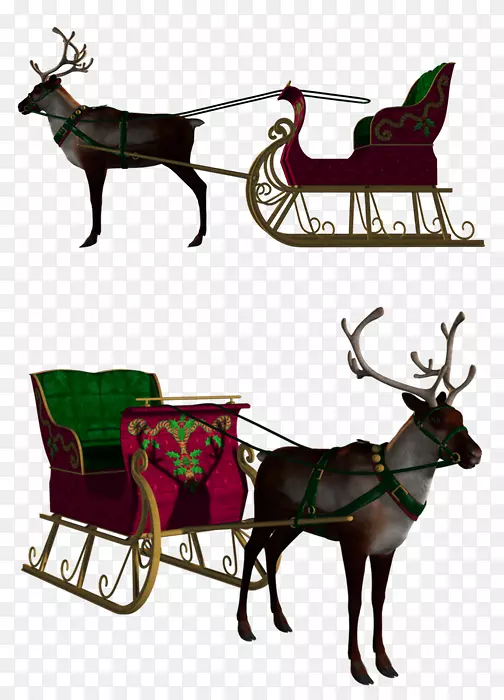 驯鹿圣诞节-圣诞驯鹿拉手推车创意节