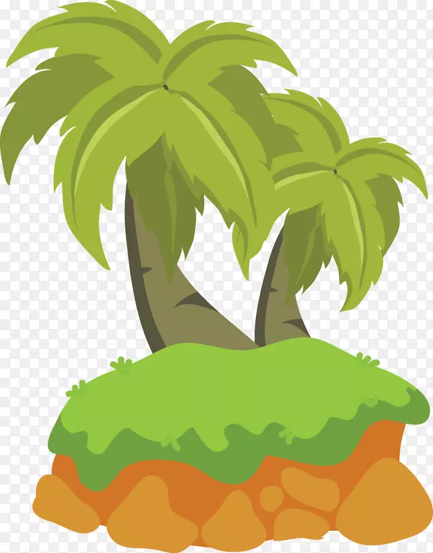 槟榔科动画-图绿色椰子树