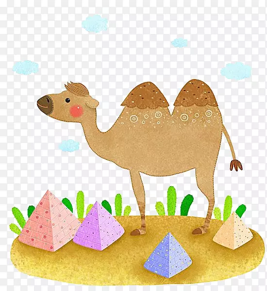 骆驼沙漠绘画.手绘骆驼