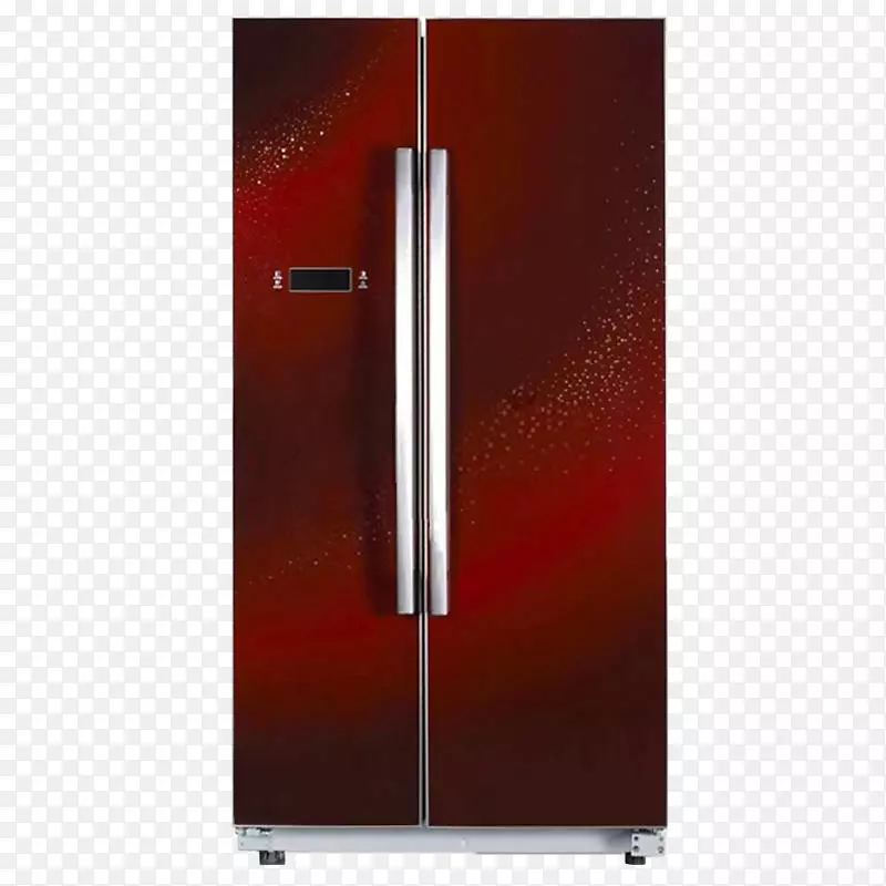 冰箱灯家用电器门-门上的红色和黑色冰箱