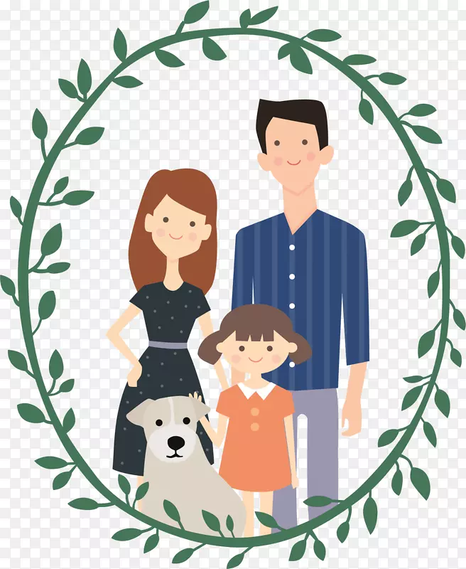 家庭绘画插图-卡通家庭照片