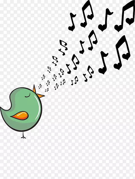 音乐音符下载卡通-卡通鸟可爱的音符