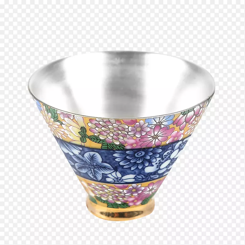 景德镇瓷杯-银杯民族图案
