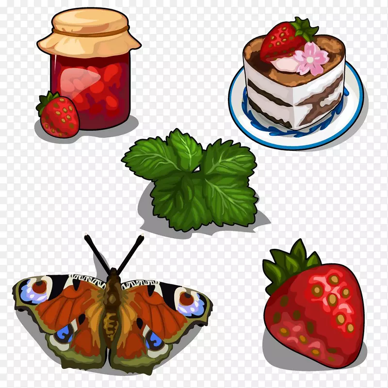 草莓奶油蛋糕草莓派水果蜜饯草莓蝴蝶