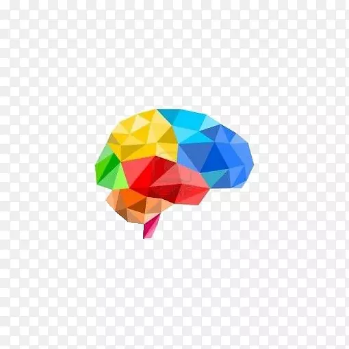 大脑三维计算机图形多边形图.创造性脑