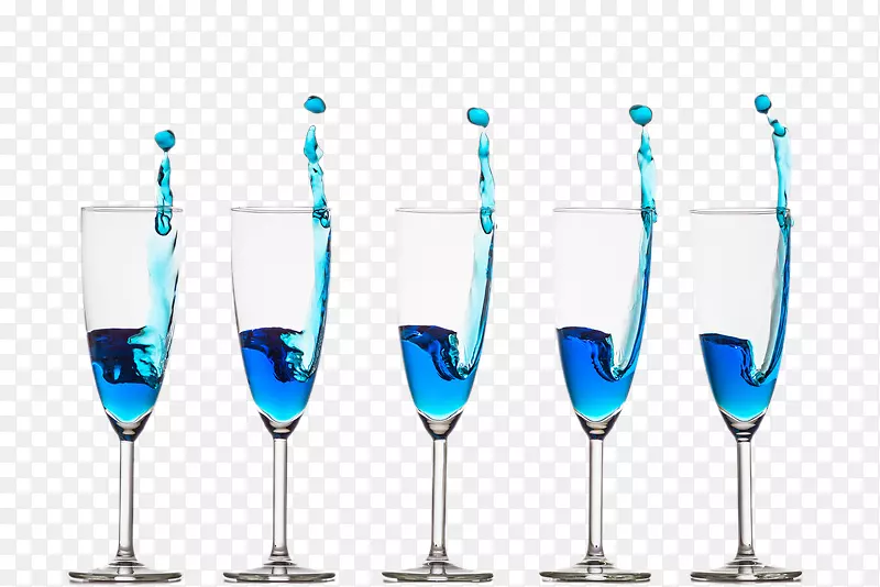葡萄酒鸡尾酒，酒杯，蓝色香槟，玻璃-蓝色鸡尾酒