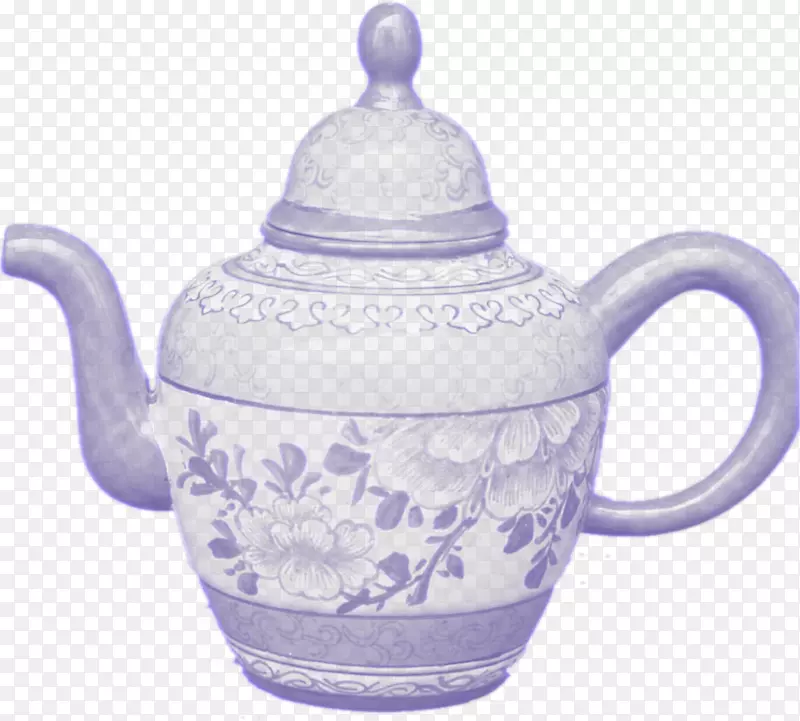 蓝白陶器茶壶壶