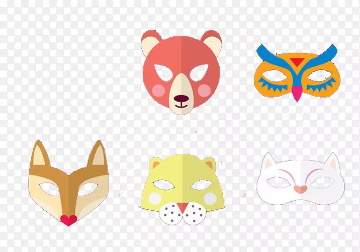 面具动物剪辑艺术-狐狸动物熊面具