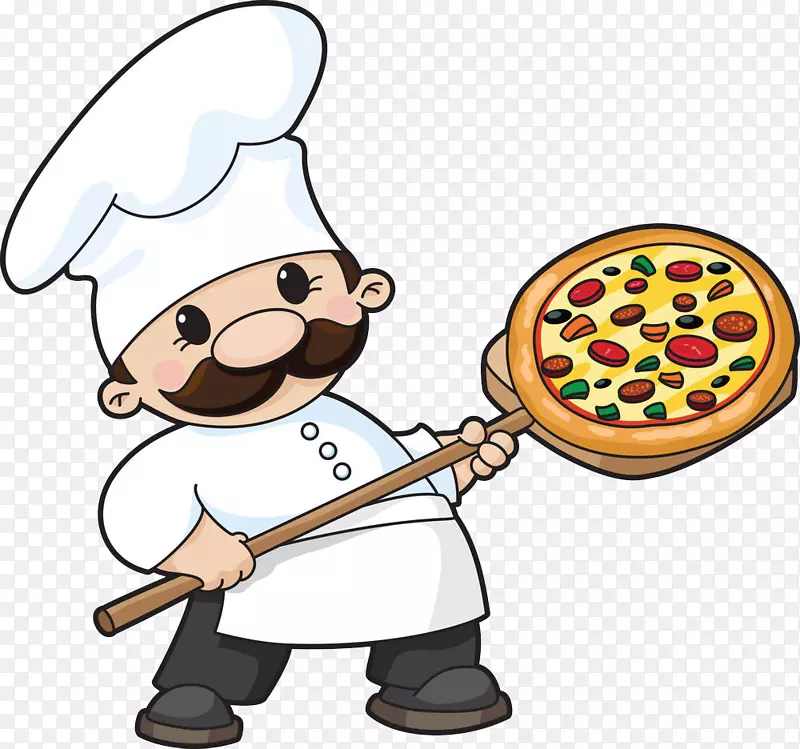比萨饼意大利菜厨师剪贴画-烹饪比萨饼
