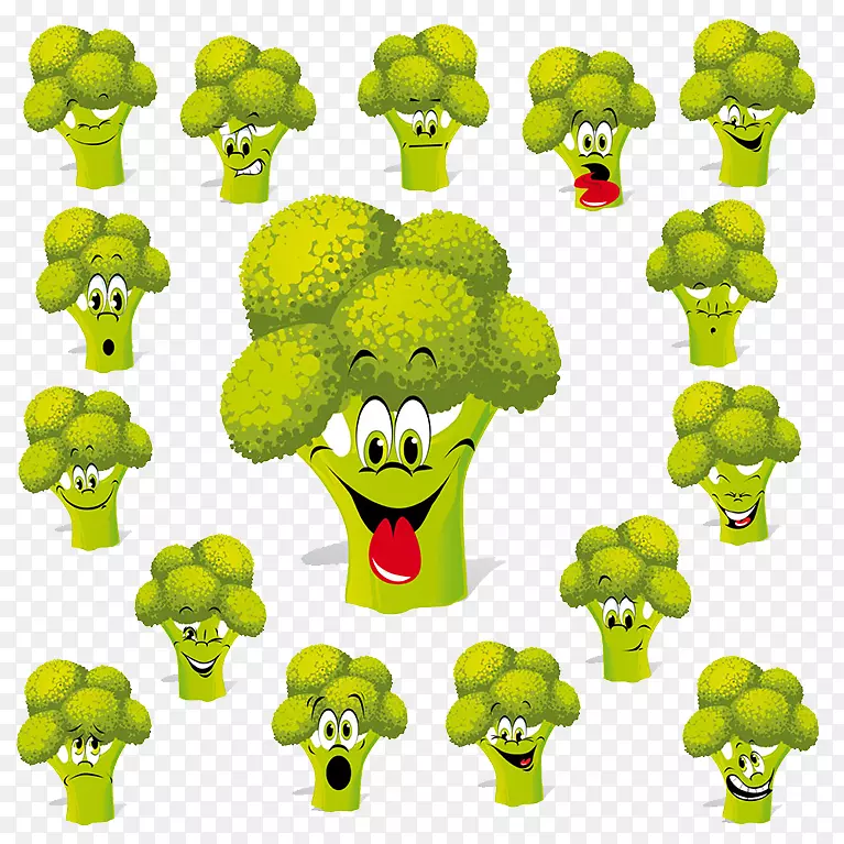 卡通花椰菜-免费剪贴画-微笑花椰菜