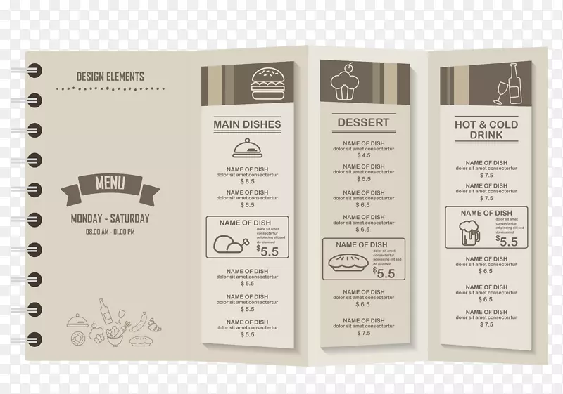 咖啡厅菜单餐厅-时尚餐厅菜单材料
