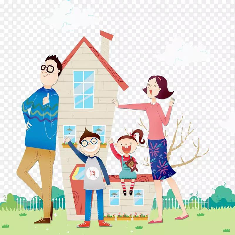 家庭插图-房屋和家庭