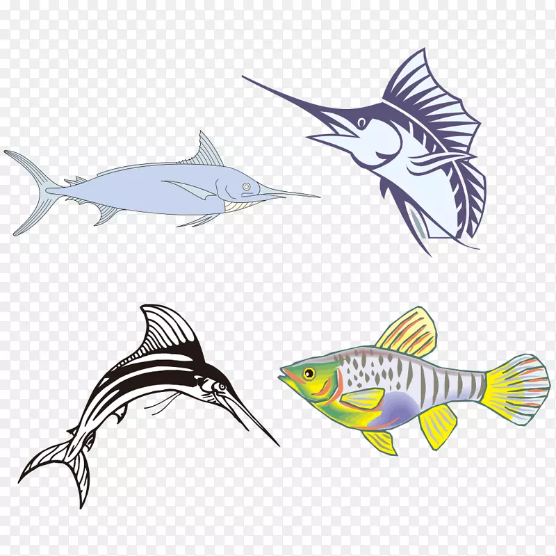 鱼类插图-卡通鱼