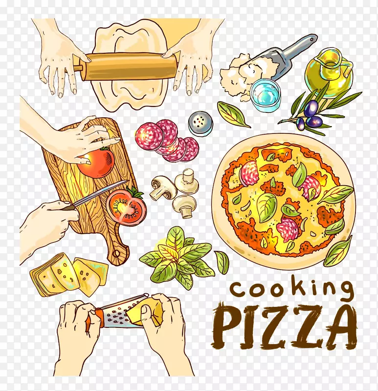 夏威夷比萨饼，火腿，快餐，意大利菜，制作比萨饼
