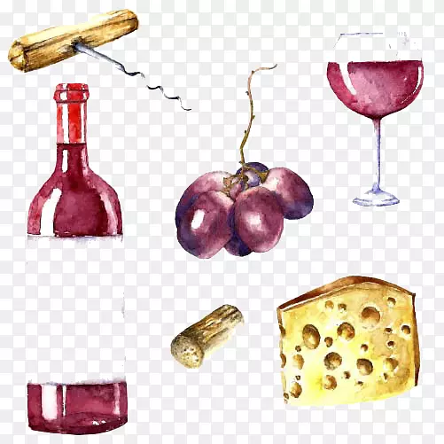 红葡萄酒-普通葡萄-奶酪和葡萄