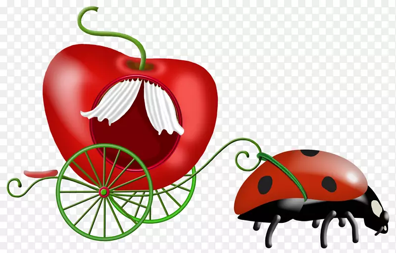 瓢虫剪贴画-苹果车