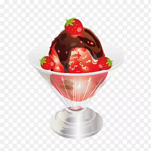 草莓冰淇淋水果沙拉冰淇淋